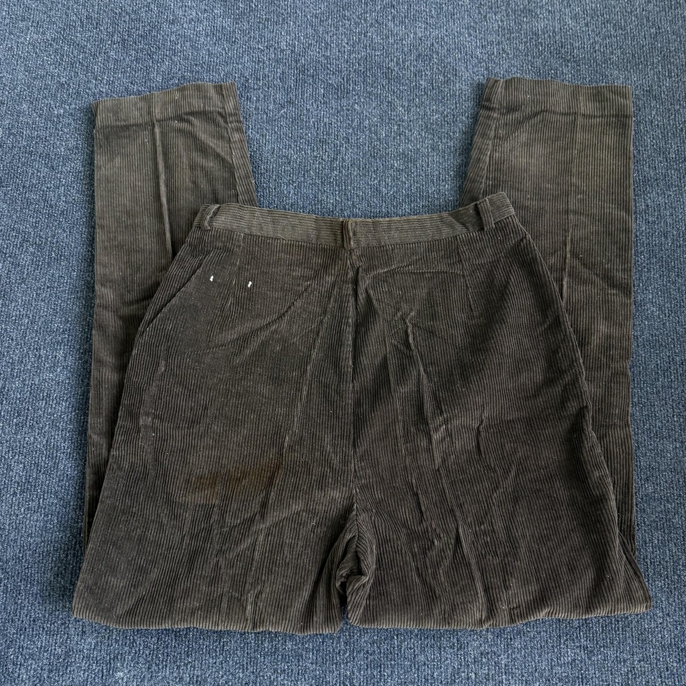 Vintage Pizzazz Dress Pants Womens 28 Brown Corduroy Pleated Tapered Made USA